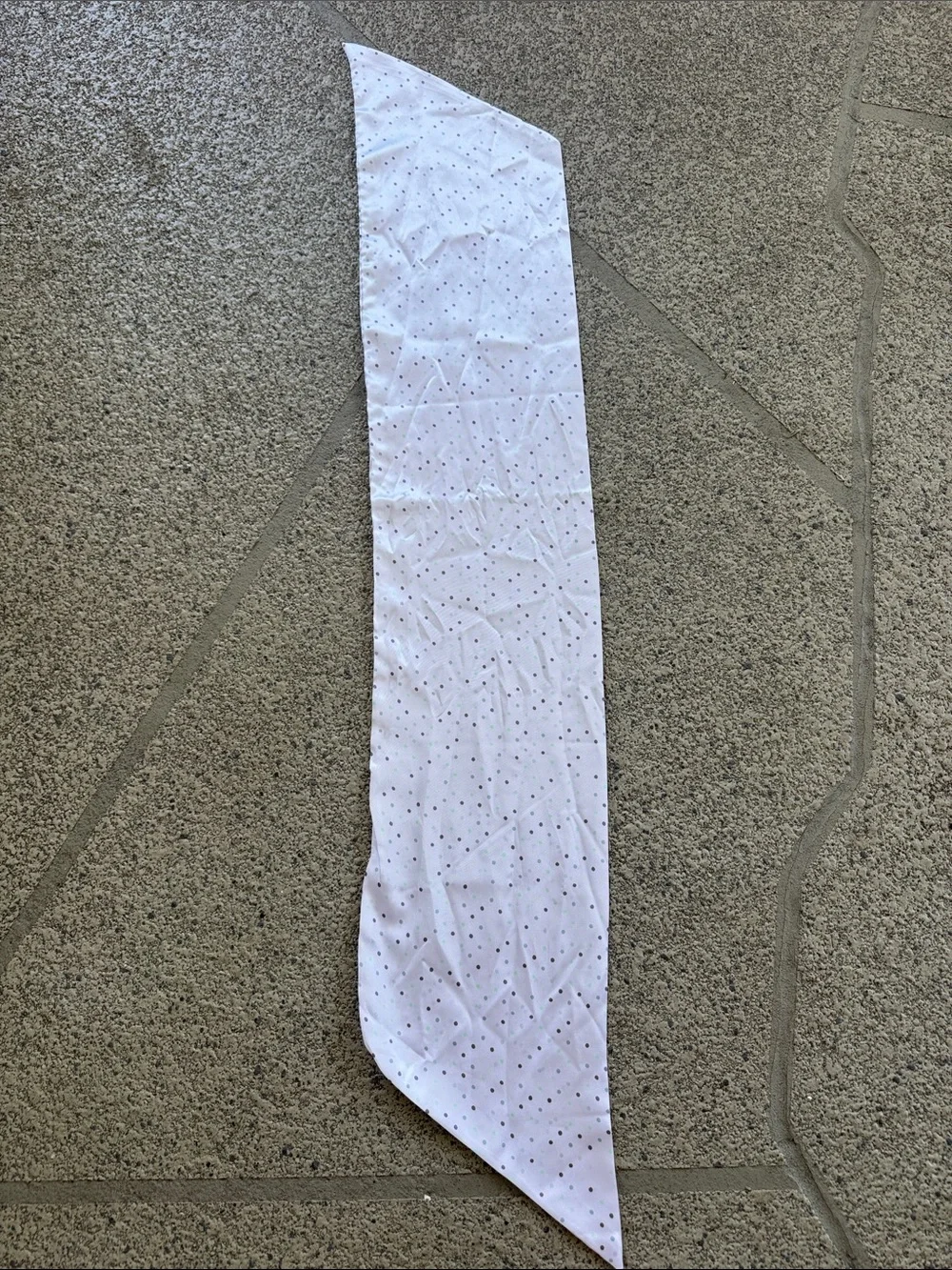 Happily Grey white green satin polka dot print head scarf